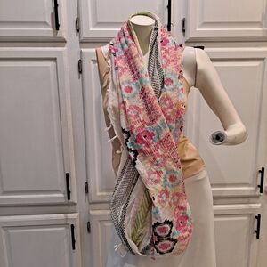 Floral Multicolor Infinity Cotton Blend Scarf